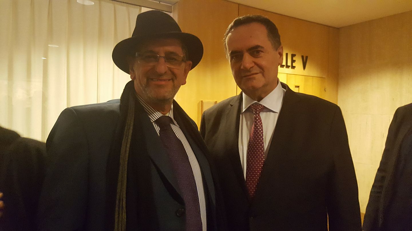 עם שר התחבורה ישראל כץ, באונסק''ו פריז. שגריר של רצון טוב של מדינת ישראל (צילום: פייסבוק)